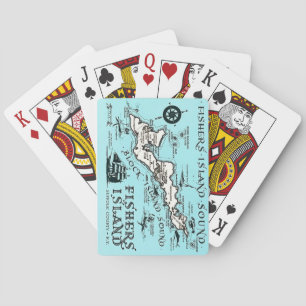 Vintage Fishers Island NY Map Playing Cards
