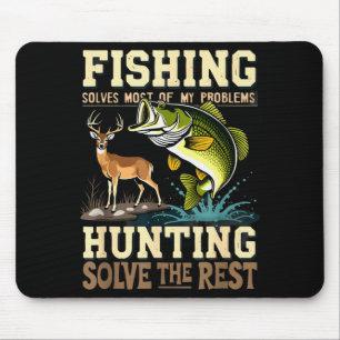 Vintage Fishing And Hunting Solve All Problems Out Mouse Mat