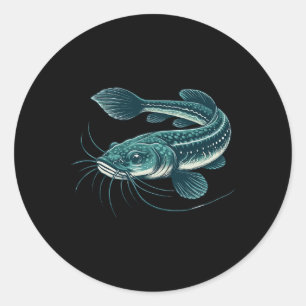 Vintage Fishing Artwork Walking Catfish Classic Round Sticker