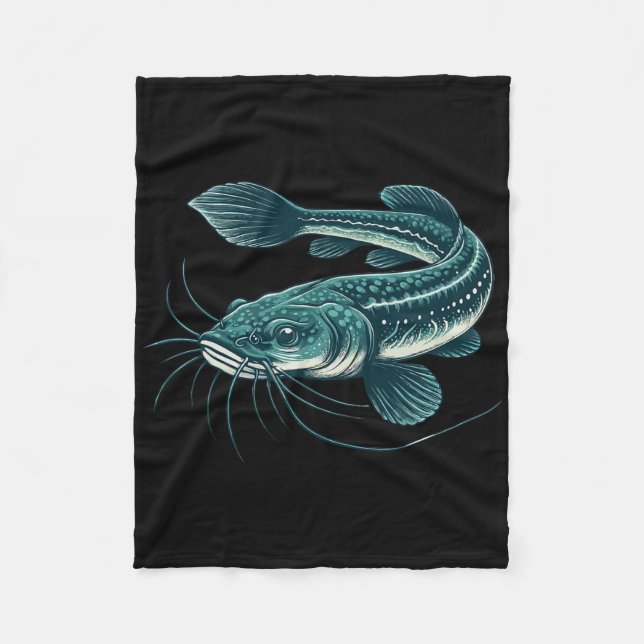 Vintage Fishing Artwork Walking Catfish  Fleece Blanket (Front)