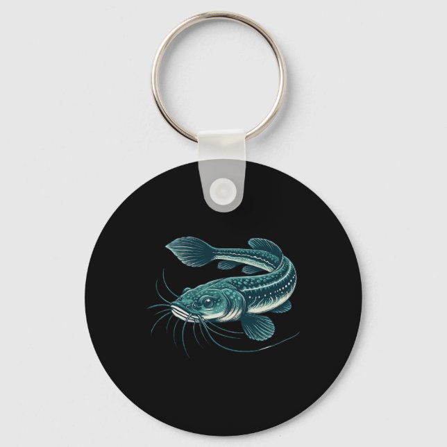Vintage Fishing Artwork Walking Catfish  Key Ring (Front)