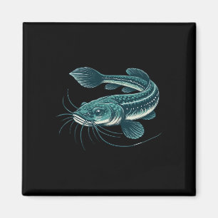 Vintage Fishing Artwork Walking Catfish Magnet