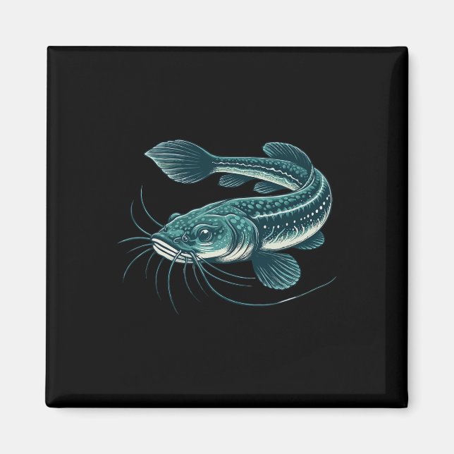 Vintage Fishing Artwork Walking Catfish  Magnet (Front)