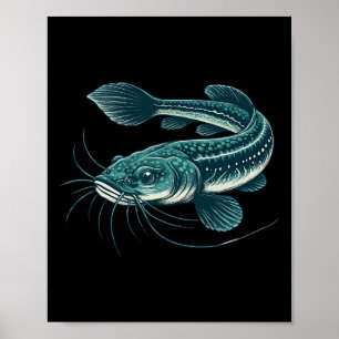 Vintage Fishing Artwork Walking Catfish Poster