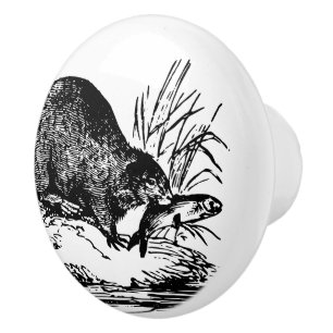 Vintage fishing Beaver home decor knob
