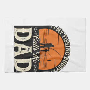 Vintage Fishing Buddy Dad Shirt Design_1 Tea Towel