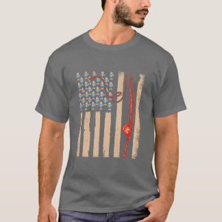 Vintage Fishing Clothes USA Flag Bass Fishing T-Shirt