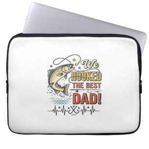 Vintage Fishing Dad We Hooked the Best Dad Vector_ Laptop Sleeve