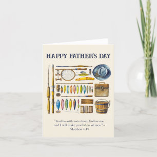 Vintage Fishing Father's Day Custom Bible Verse Thank You Card