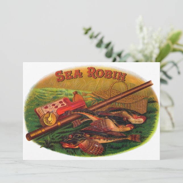 Vintage Fishing Gear Cigar Label Art, Sea Robin (Standing Front)