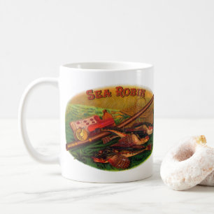 Vintage Fishing Gear Cigar Label Art, Sea Robin Coffee Mug