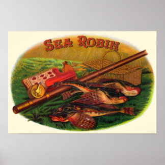 Vintage Fishing Gear Cigar Label Art, Sea Robin Poster