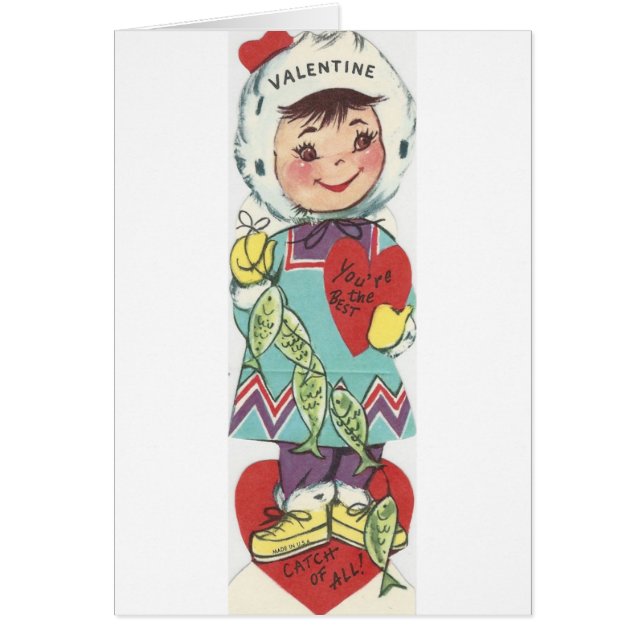 Vintage Fishing Girl Valentine (Front)