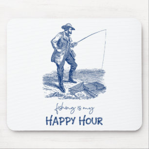 Vintage Fishing Is My Happy Hour For Anglers Mouse Mat