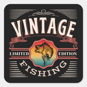 VINTAGE FISHING LIMITED EDITION SQUARE STICKER