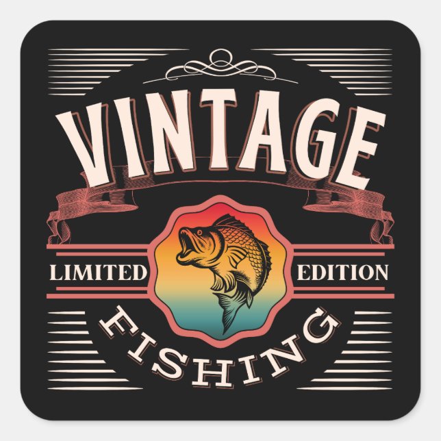 VINTAGE FISHING LIMITED EDITION  SQUARE STICKER (Front)
