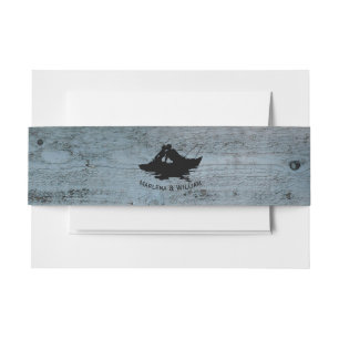 Vintage Fishing Lovers Wood Invitation Belly Band