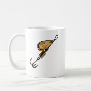 vintage fishing lure concept with hook and plate i coffee mug