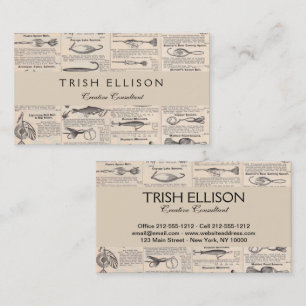 Vintage Fishing Lures: Antique 1900s Fisherman Business Card