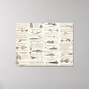 Vintage Fishing Lures: Antique 1900s Fisherman Canvas Print