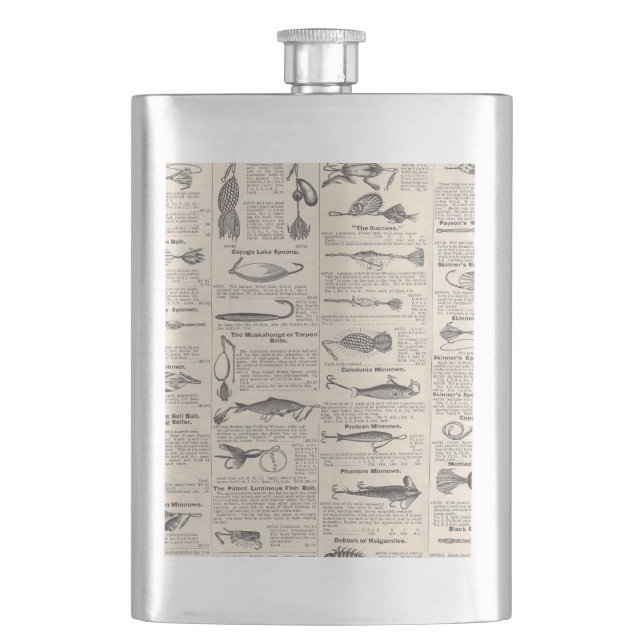 Vintage Fishing Lures: Antique 1900s Fisherman Hip Flask (Front)