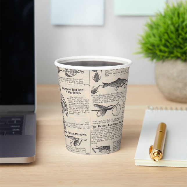 Vintage Fishing Lures: Antique 1900s Fisherman Paper Cups (Insitu)