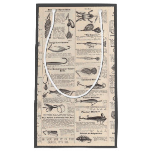 Vintage Fishing Lures: Antique 1900s Fisherman Small Gift Bag