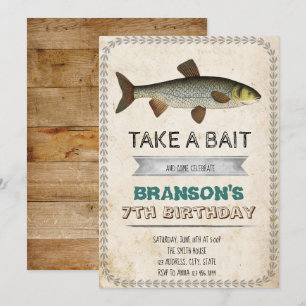 Vintage fishing party invitation