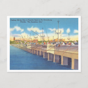 Vintage Fishing Pier St. Petersburg Florida 1950s Postcard