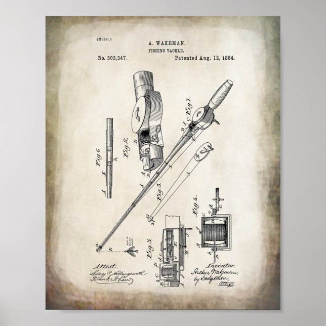Vintage Fishing Pole Poster (Front)