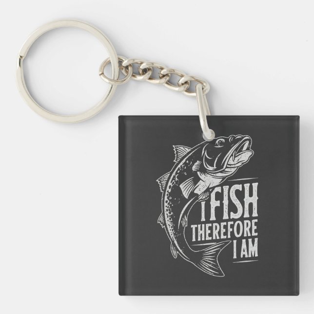 Vintage Fishing Quote Graphic Art Key Ring (Front)