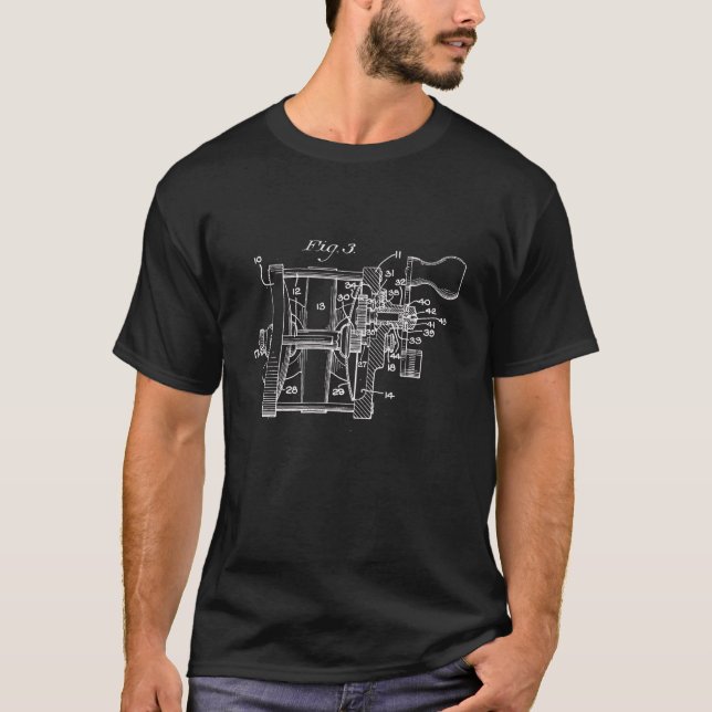 Vintage Fishing Reel Art T-Shirt (Front)
