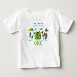 Vintage Fishing Rod "O-Fish-Ally One" 1st Birthday Baby T-Shirt