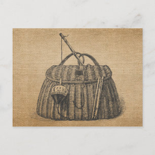Vintage Fishing Tackle Box Postcard