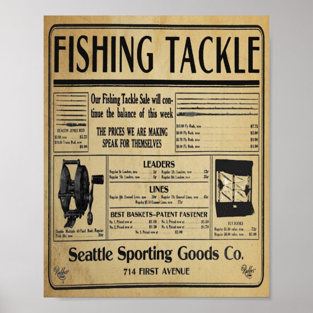 Vintage Fishing Tackle Store Print (Front)