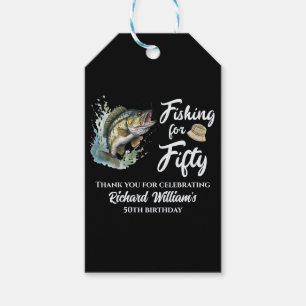 Vintage Fishing Themed 50th Birthday Party Gift Tags