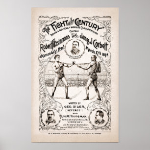 Vintage Fitzsimons vs Corbett Boxing Poster