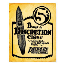 Vintage Five Cent Discretion Cigar Print