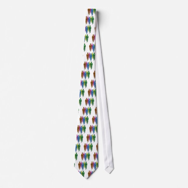 Vintage Five Fellas on Bikes Illustration Tie (Front)