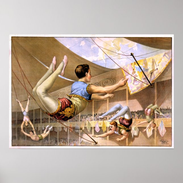 Vintage Five Male Trapeze Circus Performance Poster (Front)