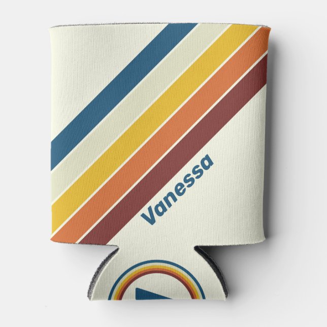 Vintage Five Stripes with Name Can Cooler (Front)
