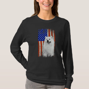 Vintage Flag American Eskimo Dog Dad Mum Puppy Pat T-Shirt