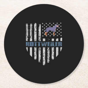 Vintage Flag American Rottweiler Funny And Cute Round Paper Coaster