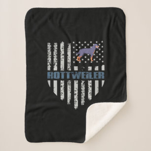 Vintage Flag American Rottweiler Funny And Cute Sherpa Blanket