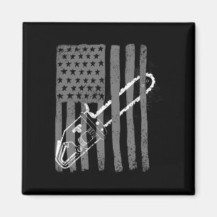 Vintage flag chainsaw _ cute woodworker funny magnet