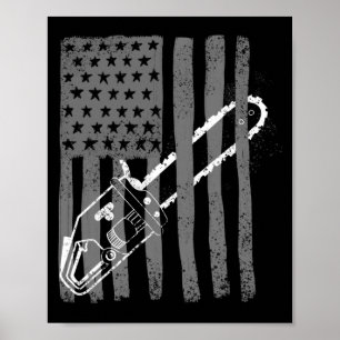 Vintage flag chainsaw _ cute woodworker funny poster
