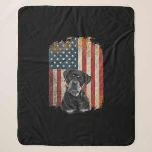 Vintage Flag Dirty America dog cute Rottweiler T-S Sherpa Blanket