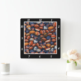 Vintage Flag Football Square Wall Clock