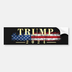 Vintage Flag Gold Donald Trump Pence 2016 Bumper Sticker