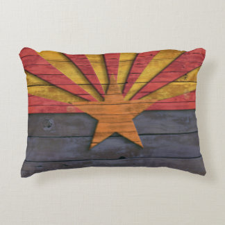Vintage Flag of Arizona Distressed Wood Design Decorative Cushion